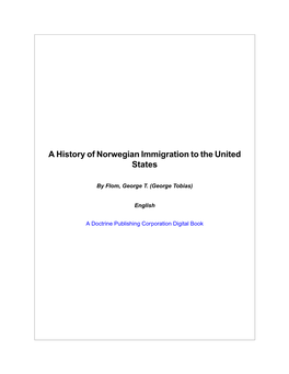 A History of Norwegian Immigration to the United States