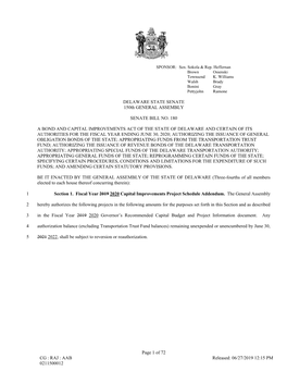 Delaware S.B. 180, Amends the Maximum Amount of Historic Preservation Tax Credits That May Be Awarded to $8 Million for Fiscal Y