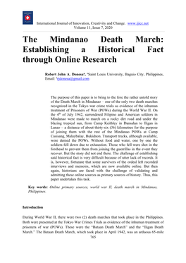 The Mindanao Death March: Establishing a Historical Fact Through Online Research