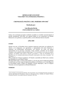 Rómulo Betancourt Volumen Vii Antología Política Cronología