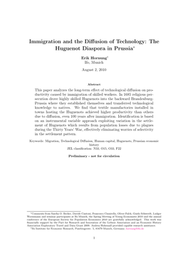 Immigration and the Diffusion of Technology: the Huguenot