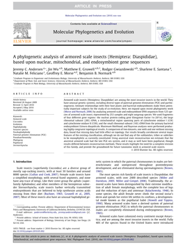 A Phylogenetic Analysis of Armored Scale Insects (Hemiptera: Diaspididae), Based Upon Nuclear, Mitochondrial, and Endosymbiont Gene Sequences