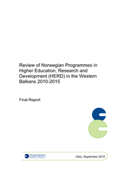 (HERD) in the Western Balkans 2010-2015 Client: Ministry of Foreign Affairs Period: April – September 2015