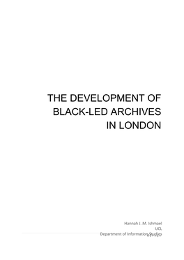 The Development of Black-Led Archives in London