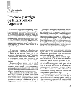 Presencia Y Arraigo De La Zarzuela En Argentina