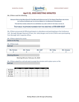 04.22.2020 Meeting Minutes