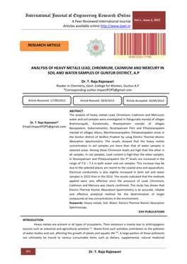 International Journal of Engineering Research-Online a Peer Reviewed International Journal Vol.1., Issue.2, 2013 Articles Available Online