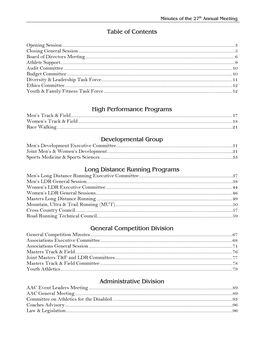 Table of Contents High Performance Programs Developmental