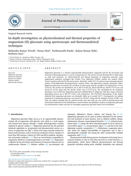 (II) Gluconate Using Spectroscopic and Thermoanalytical Techniques