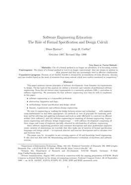 Software Engineering Education: the Rôle of Formal Specification And