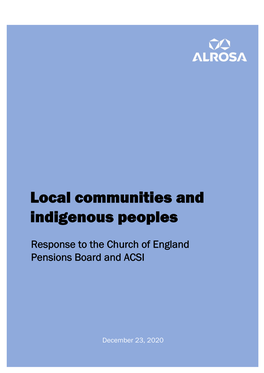 Local Communities and Indigenous Peoples