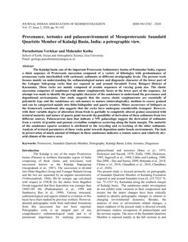 Provenance, Tectonics and Palaeoenvironment of Mesoproterozoic Saundatti Quartzite Member of Kaladgi Basin, India: a Petrographic View