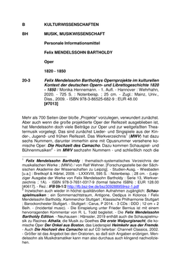 Felix Mendelssohn Bartholdys Opernprojekte Im Kulturellen Kontext Der Deutschen Opern- Und Librettogeschichte 1820 - 1850 / Monika Hennemann