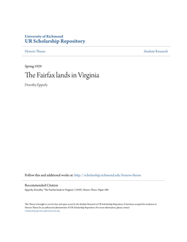The Fairfax Lands in Virginia