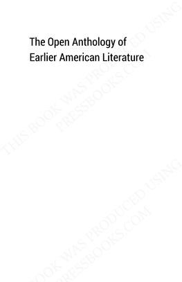 The Open Anthology of Earlier American Literature