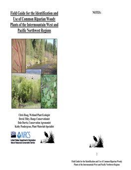 Field Guide for the Identification and Use of Common Riparian Woody Plants of the Intermountain West and Pacific Northwest Regio