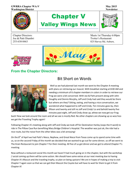 GWRRA Chapter WA-V May 2015 Washington District Newsletter