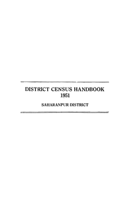 District Census Handbook, 2-Saharanpur, Uttar Pradesh