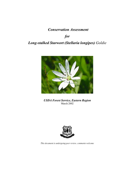 Conservation Assessment for Long-Stalked Starwort (Stellaria Longipes) Goldie