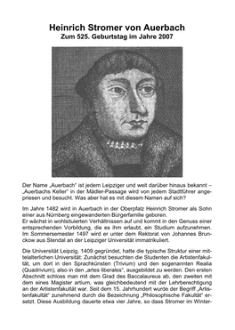 Heinrich Stromer Von Auerbach Zum 525