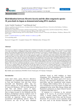 Hybridization Between Meretrix Lusoria and the Alien Congeneric Species M