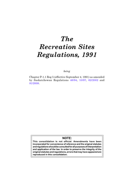 Recreation Sites Regulations, 1991