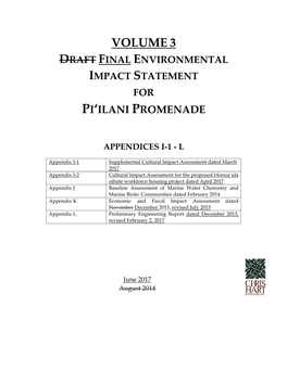 Volume 3 Draft Final Environmental Impact Statement for Pi‘Ilani Promenade
