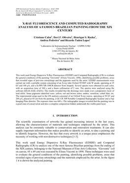 X-Ray Fluorescence and Computed Radiography Analysis of a Famous Brazilian Painting from the Xix Century