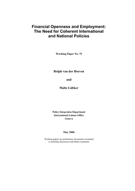 The Need for Coherent International and National Policies