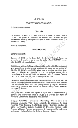 PROYECTO DE DECLARACIÓN El