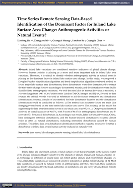 Time Series Remote Sensing Data-Based Identification of the Dominant Factor for Inland Lake Surface Area Change: Anthropogenic Activities Or Natural Events?