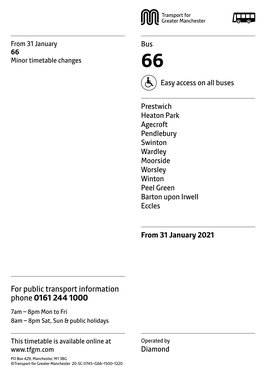 66 Minor Timetable Changes 66