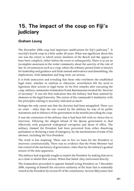 The Impact of the Coup on Fiji's Judiciary