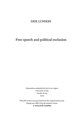 Free Speech and Political Exclusion