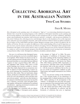 Collecting Aboriginal Art in the Australian Nation Two Case Studies