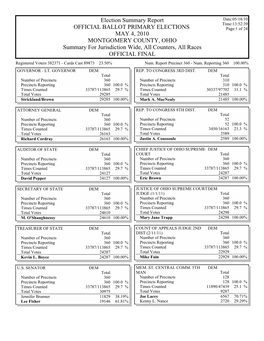 Election Summary Report OFFICIAL BALLOT PRIMARY ELECTIONS