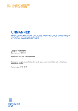 Unmanned Masculine Military Culture and Virtuous Warfare in Atypical War Narratives