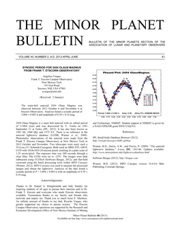 The Minor Planet Bulletin 40 (2013) 65