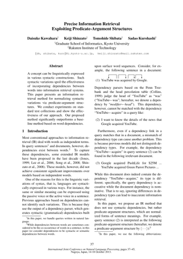 Precise Information Retrieval Exploiting Predicate-Argument Structures