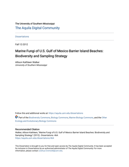 Marine Fungi of U.S. Gulf of Mexico Barrier Island Beaches: Biodiversity and Sampling Strategy