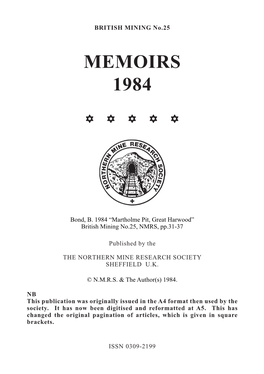 Martholme Pit, Great Harwood” British Mining No.25, NMRS, Pp.31-37