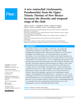 A New Rauisuchid (Archosauria, Pseudosuchia) from the Upper Triassic (Norian) of New Mexico Increases the Diversity and Temporal Range of the Clade