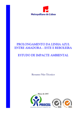 Prolongamento Da Linha Azul Entre Amadora – Este E Reboleira Estudo