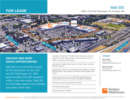 Mall 205 for LEASE 9800-10120 SE Washington St, Portland, OR