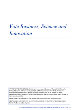 Vote Business, Science and Innovation