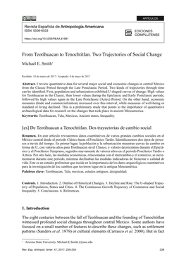 From Teotihuacan to Tenochtitlan. Two Trajectories of Social Change