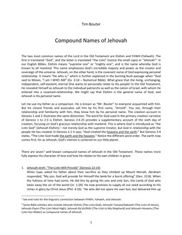 Compound Names of Jehovah