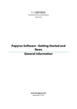 Papyrus Software - Getting Started and News General Information