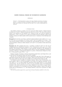 Smith Normal Forms of Incidence Matrices