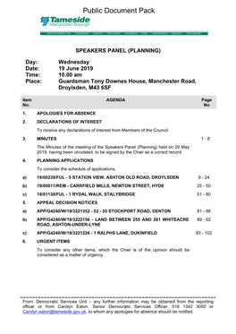 (Public Pack)Agenda Document for Speakers Panel (Planning), 19/06